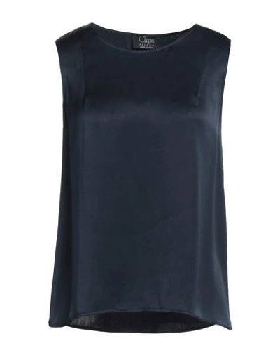 Clips Woman Top Midnight Blue Size Xs Acetate, Silk