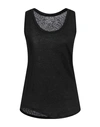 Majestic Filatures Woman Tank Top Black Size 2 Linen, Elastane