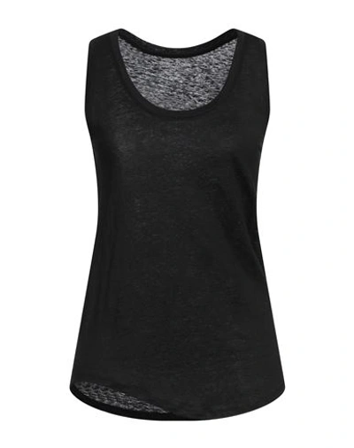 Majestic Filatures Woman Tank Top Black Size 2 Linen, Elastane In Black