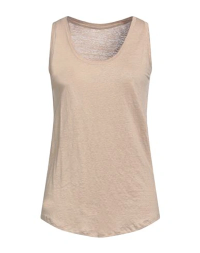Majestic Filatures Woman Tank Top Beige Size 2 Linen, Elastane In Beige