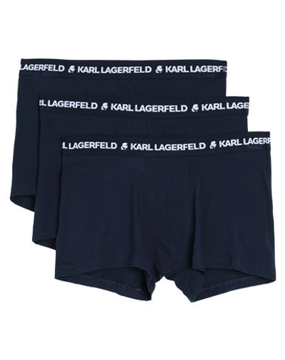 Karl Lagerfeld Logo Trunks Set (pack Of 3) Man Boxer Midnight Blue Size S Organic Cotton, Elastane In Navy Blue
