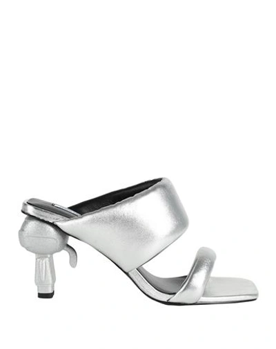 Karl Lagerfeld Woman Sandals Silver Size 10 Leather