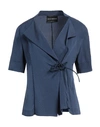 Emporio Armani Woman Blazer Slate Blue Size 16 Viscose, Cupro, Polyester