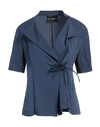 Emporio Armani Woman Blazer Slate Blue Size 8 Viscose, Cupro, Polyester In Blue