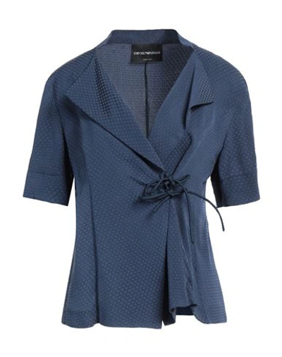 Emporio Armani Woman Blazer Slate Blue Size 8 Viscose, Cupro, Polyester