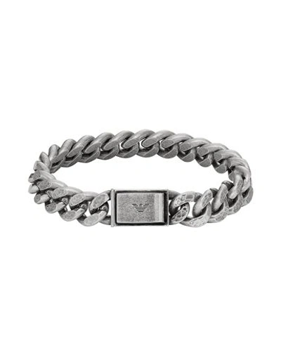 Emporio Armani Man Bracelet Silver Size - Stainless Steel In Gray