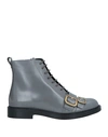 Tod's Woman Ankle Boots Grey Size 8 Leather