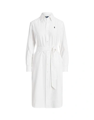 Polo Ralph Lauren Belted Cotton Oxford Shirtdress Woman Midi Dress White Size 8 Cotton