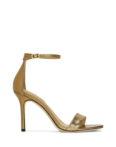 Ralph Lauren Lauren  Allie Metallic Nappa Leather Sandal Woman Sandals Gold Size 9.5 Sheepskin