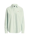 Polo Ralph Lauren Relaxed Fit Cotton Oxford Shirt Woman Shirt Light Green Size Xl Cotton In Green