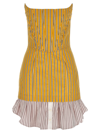 Dsquared2 Striped Cotton Strapless Mini Dress