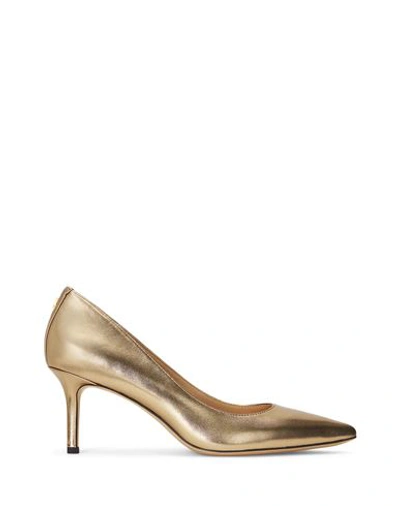 Ralph Lauren Lauren  Lanette Metallic Nappa Leather Pump Woman Pumps Gold Size 9.5 Sheepskin