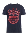 Plein Sport Man T-shirt Midnight Blue Size Xl Cotton, Elastane