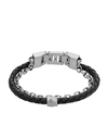 FOSSIL FOSSIL MAN BRACELET BLACK SIZE - STAINLESS STEEL, LEATHER