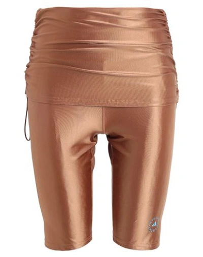 Adidas By Stella Mccartney Asmc Rt Short Woman Shorts & Bermuda Shorts Copper Size M Recycled Polyam In Brown