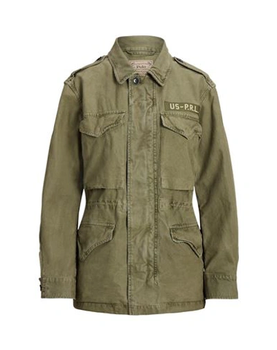 Polo Ralph Lauren Military Green Surplus Jacket With Embroidered Patch In Cotton Woman In Khaki