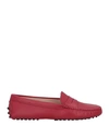 Tod's Woman Loafers Red Size 8 Leather