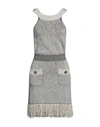 Elisabetta Franchi Woman Mini Dress Grey Size 4 Cotton, Viscose, Polyester, Acrylic, Acetate