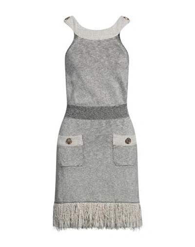 Elisabetta Franchi Woman Mini Dress Grey Size 4 Cotton, Viscose, Polyester, Acrylic, Acetate In Grey