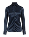 Aglini Woman Shirt Navy Blue Size L Polyester, Elastane
