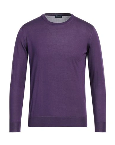 Drumohr Man Sweater Purple Size 38 Silk