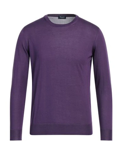 Drumohr Man Sweater Purple Size 38 Silk In Purple