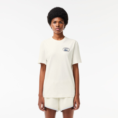 Lacoste Women's Regular Fit Signature Print T-shirt - 38 In White