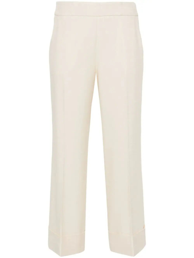 Peserico Side Zip Cropped Pants In White