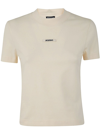 Jacquemus Logo-patch Cotton T-shirt In Neutro