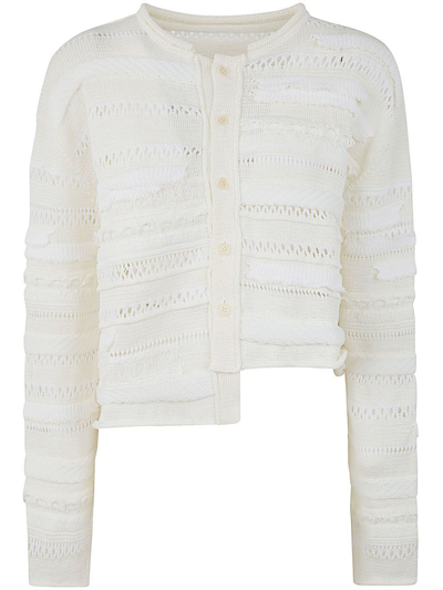 Y's Short Assymetry Cardigan In White