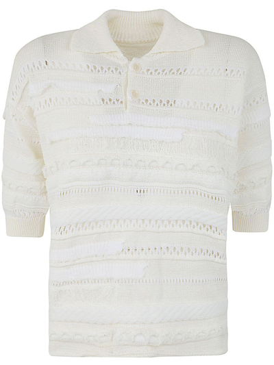 Y's Half Sleeve Pull Over With Collar In White