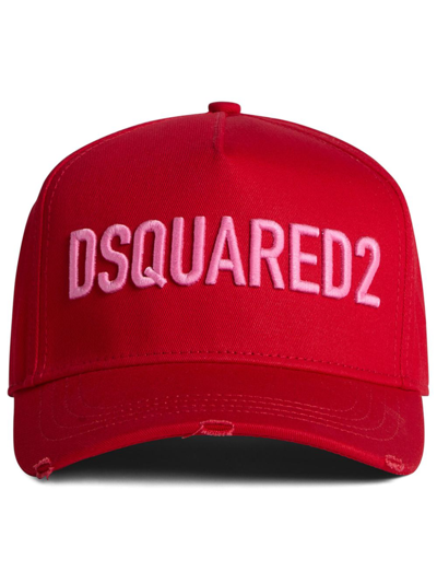 Dsquared2 Red Logo-embroidered Cotton Cap