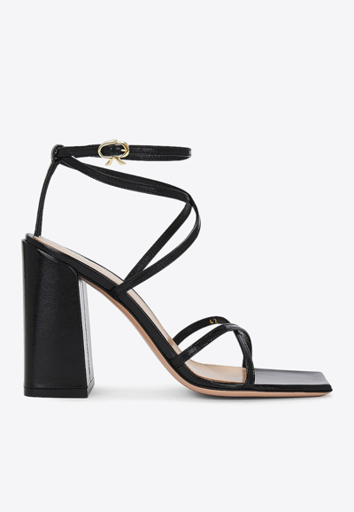 Gianvito Rossi 105 Cross-over Leather Sandals In Black