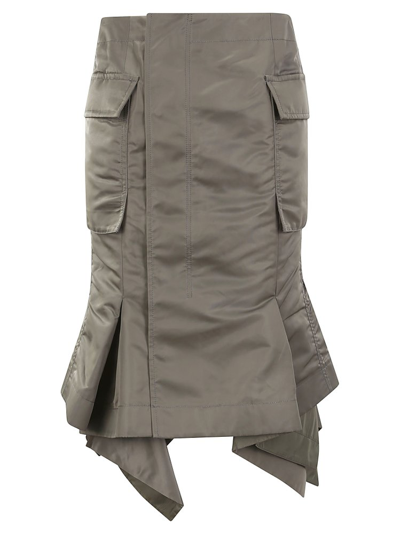 Sacai Asymmetric Twill Skirt In Grey