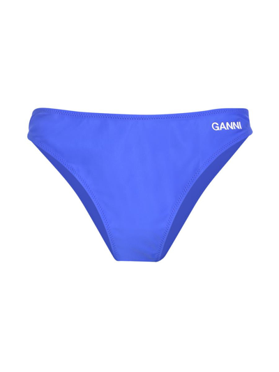 Ganni Logo-print Bikini Bottom From  In Blue
