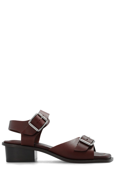 Lemaire 35mm Buckled Leather Sandals In Br401 - Chocolate Fondant