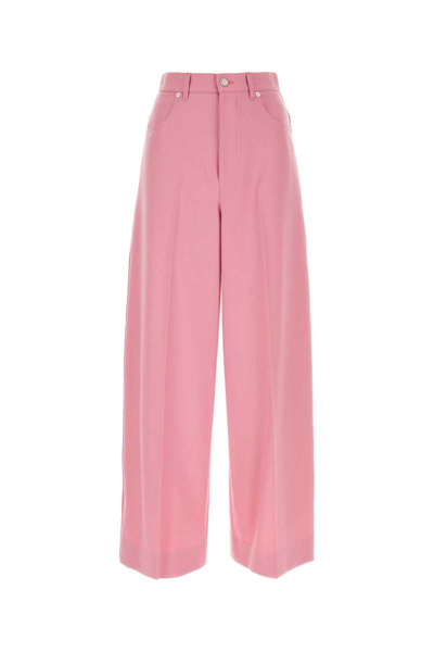 Gucci Pleated Wool Wide Trousers In Dream Candy