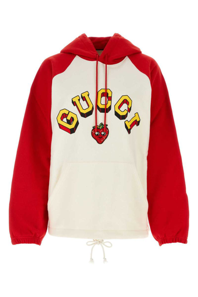 Gucci Oversize Cotton Sweatshirt With Contrast Detailing In White