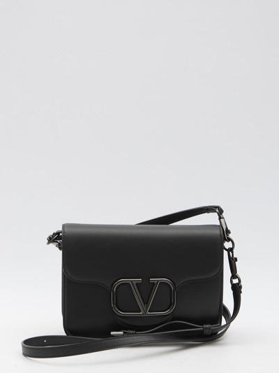 Valentino Garavani Locò Calfskin Shoulder Bag In Black