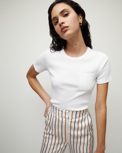 Veronica Beard Pruitt Ribbed Tee In White