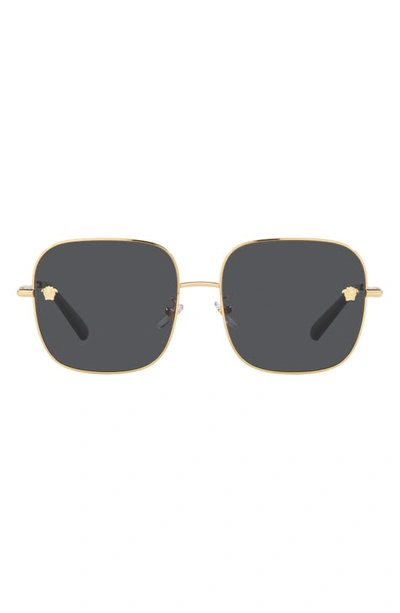 Versace 59mm Square Sunglasses In Dark Grey/ Gold