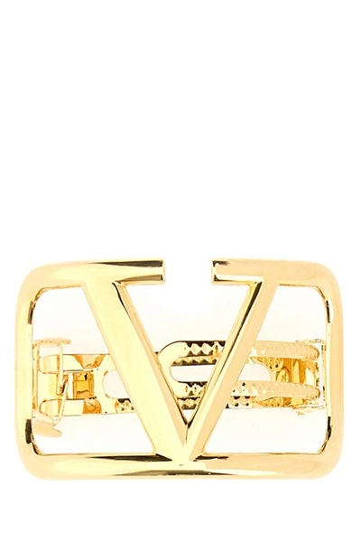 Valentino Garavani Woman Gold Metal Vlogo Hair Clip