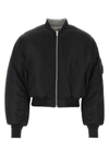 Vtmnts Nylon Bomber With Padded Shoulders And Utility Pocket In Black