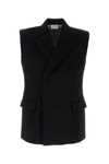 Vtmnts Sleeveless Wool Blazer With Padded Shoulders In Black