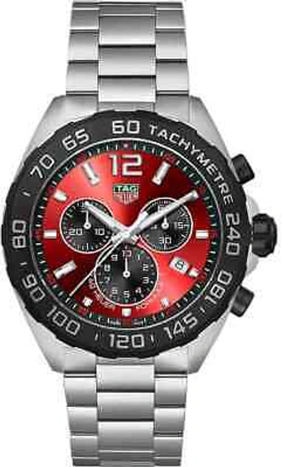 Pre-owned Tag Heuer 43mm Formula 1 Red Chronograph Quartz Red Dial Men's Watch