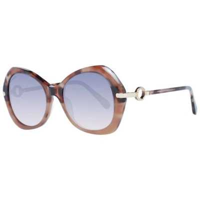 Pre-owned Omega Om-1047138 Women Brown Blue Sunglasses Plastic Gradient Butterfly Eyewear In Gray