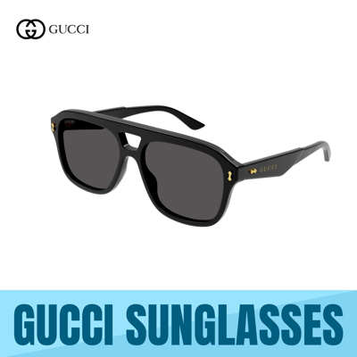 Pre-owned Gucci Gg1263s 001 Black Frame- Grey Lens Unisex Sunglasses 57mm Authentic In Gray