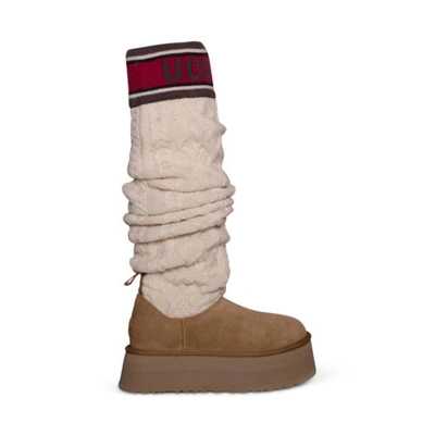 Pre-owned Ugg Classic Sweater Letter Tall Chestnut Sheepskin Women's Boots Size Us 7 In Brown