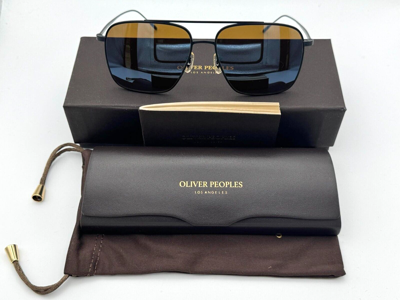 Pre-owned Oliver Peoples Dresner Ov1320st 5062g8 - Matte Black / Cognac Mirror Sunglasses