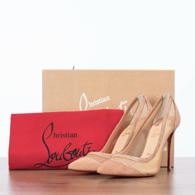 Pre-owned Christian Louboutin 1195$ Galativi Strass 100 Pumps - Courtisane Suede In Pink